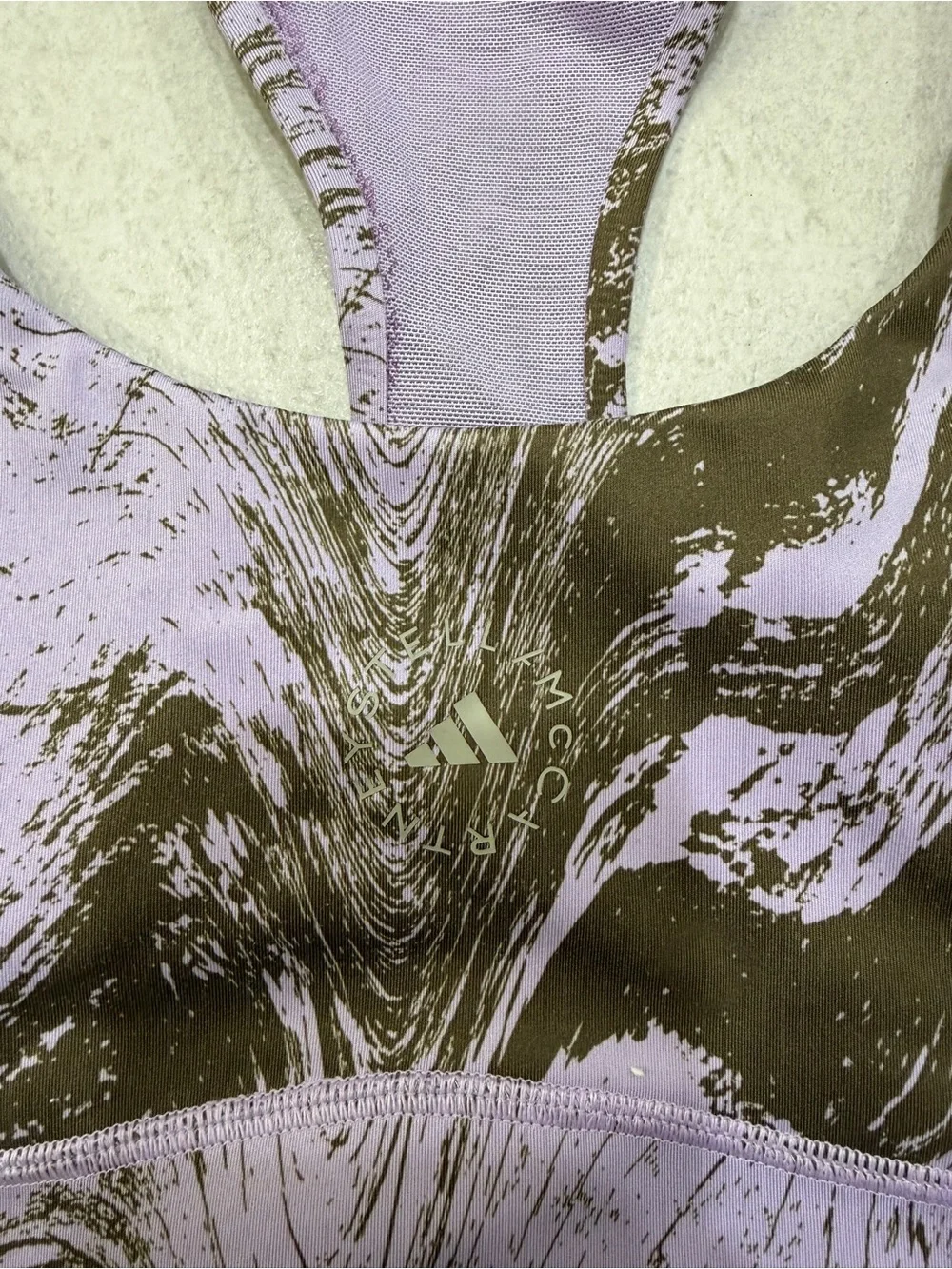 Stella McCartney Lavender & Brown Marble-Print Racerback Sports Bra